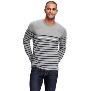 BNWT Old Navy Gray and Navy Cotton Striped Long Sleeve Tee